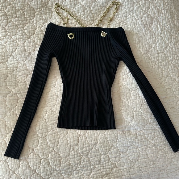 Simkhai Quinn off shoulder chain top black XS - Picture 7 of 8